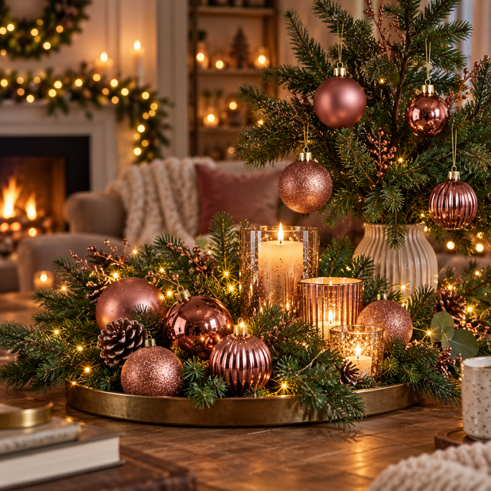 Bola Decorativa para Árvore de Natal Rosa 4 cm 9 Peças Multiart