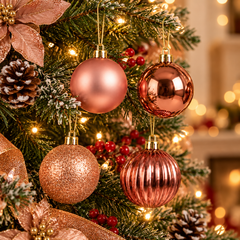 Bola Decorativa para Árvore de Natal Rosa 4 cm 9 Peças Multiart
