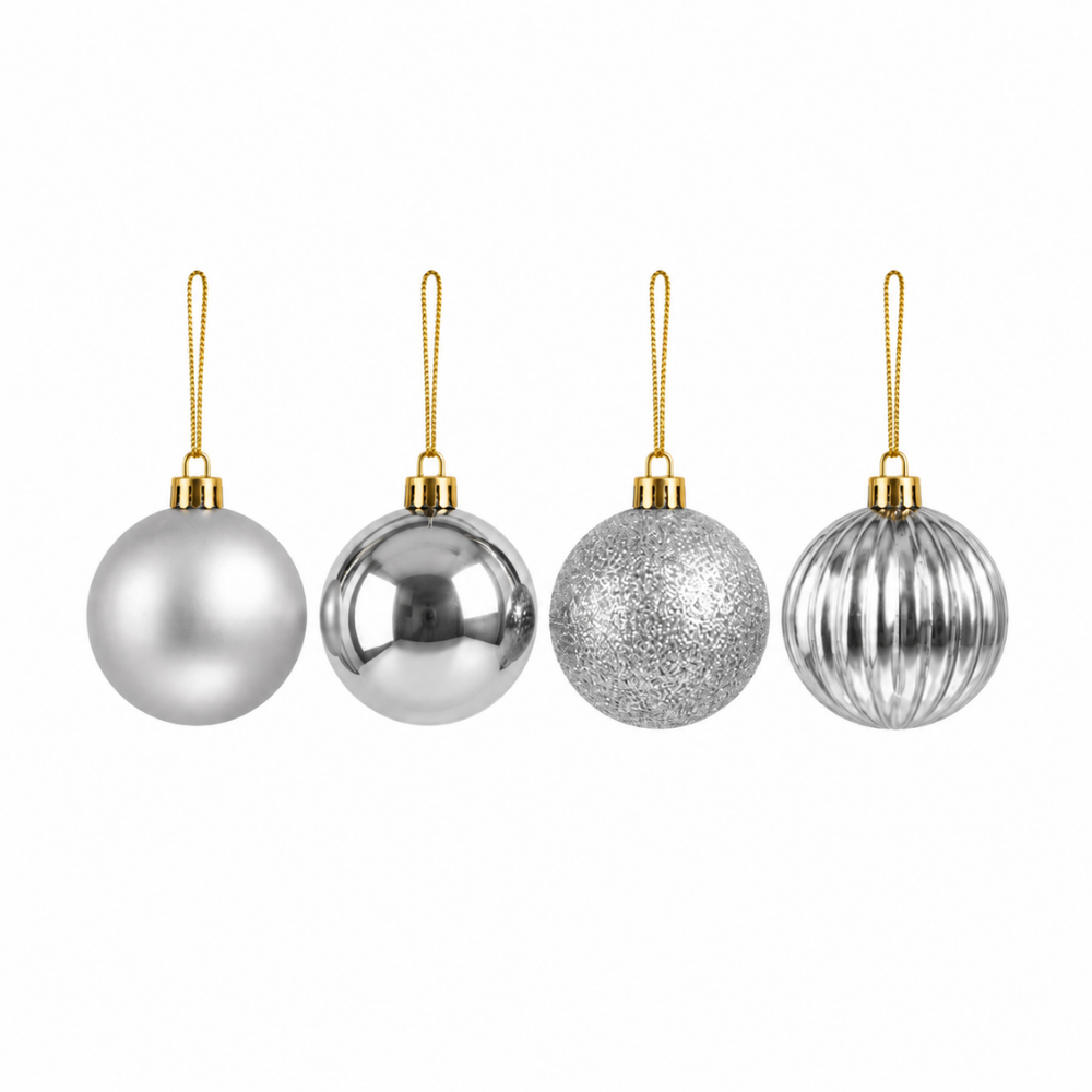 Bola Decorativa para Árvore de Natal Prata 4 cm 9 Peças Multiart