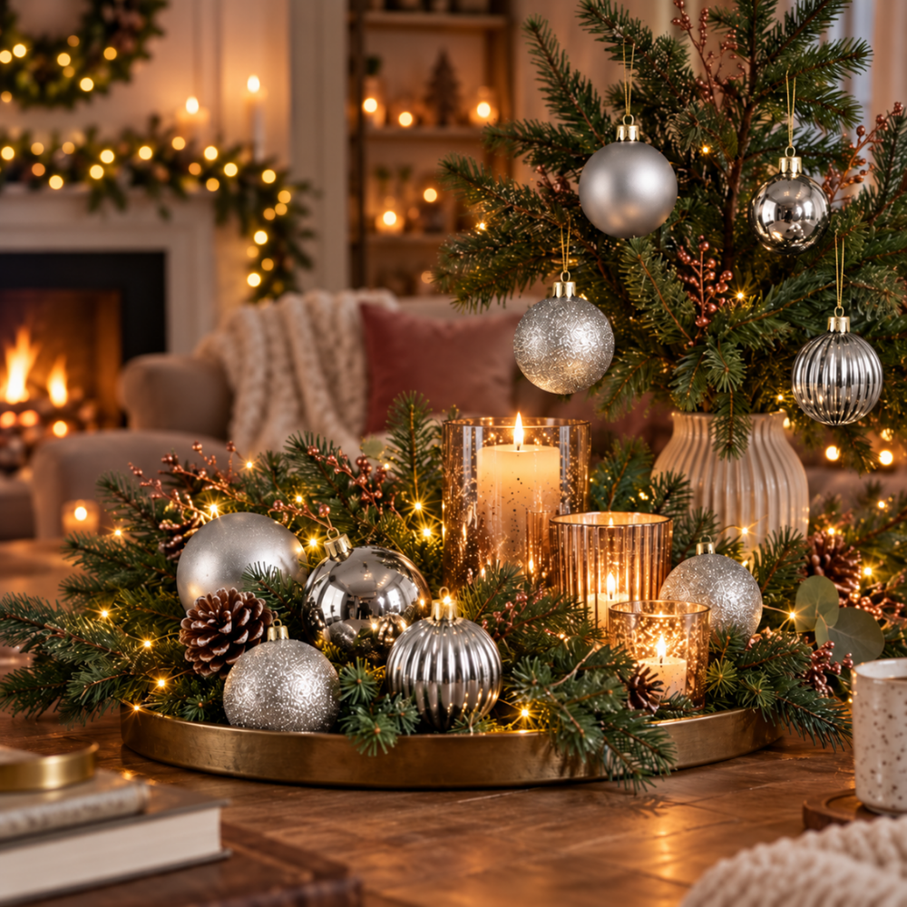 Bola Decorativa para Árvore de Natal Prata 4 cm 9 Peças Multiart