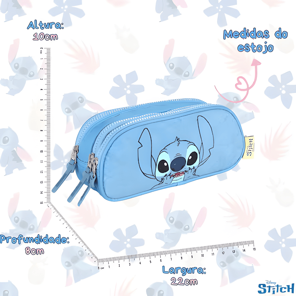 Kit Mochila/Lancheira/Estojo Stitch Azul