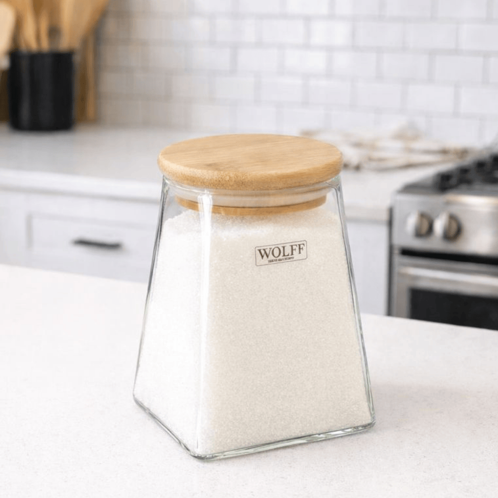 Pote De Vidro C/Tampa De Bambu 750Ml