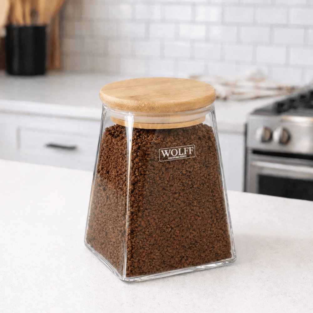 Pote De Vidro C/Tampa De Bambu 750Ml