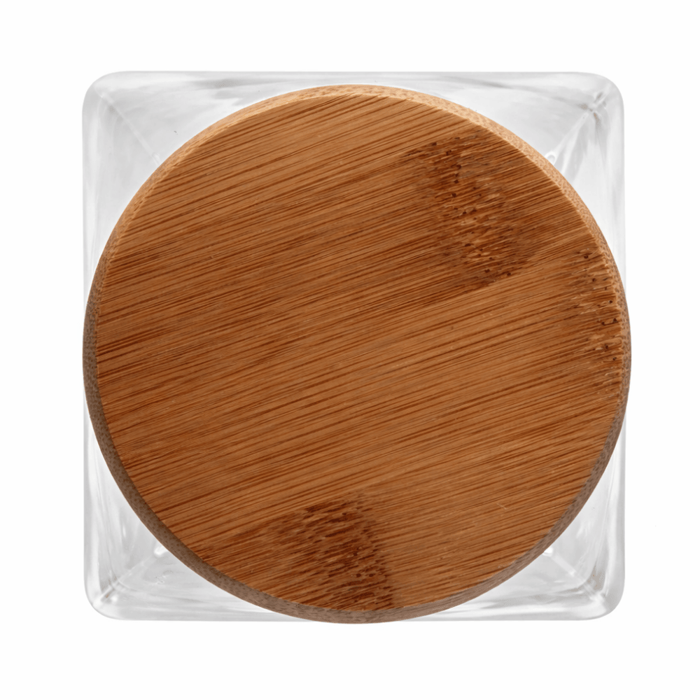 Pote De Vidro Com Tampa De Bambu 880Ml Coliseu