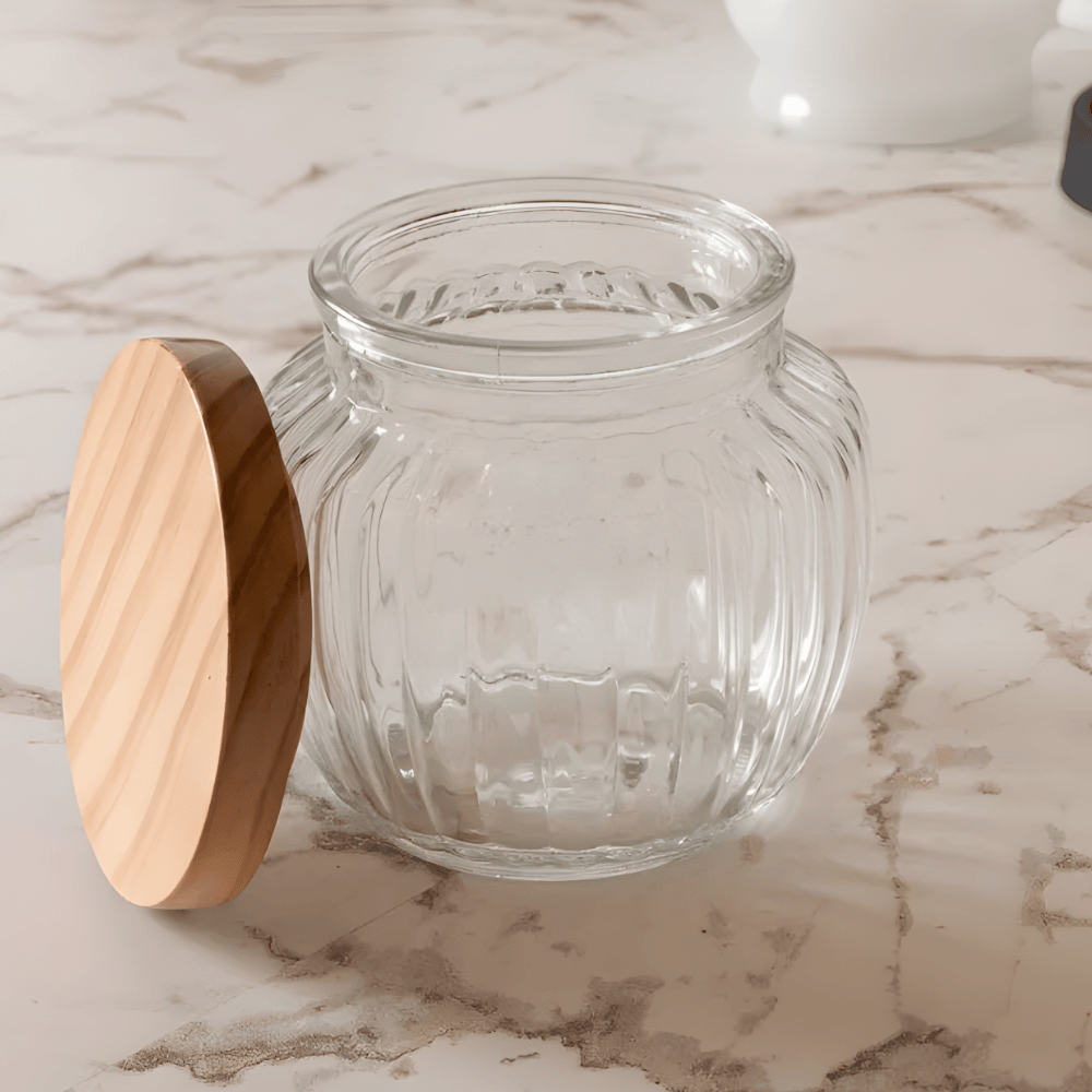 Pote De Vidro Com Tampa De Pinus 1,3L Coliseu