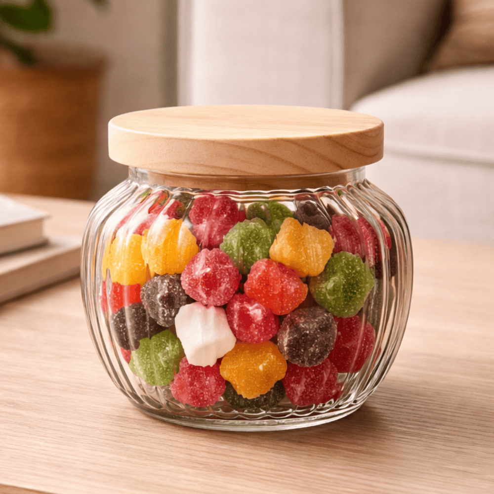 Pote De Vidro Com Tampa De Pinus 1,3L Coliseu