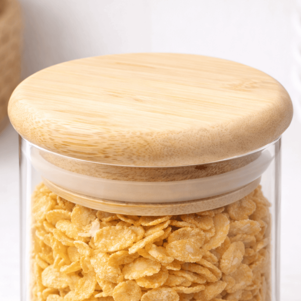 Pote De Vidro Com Tampa De Bambu 1L Coliseu