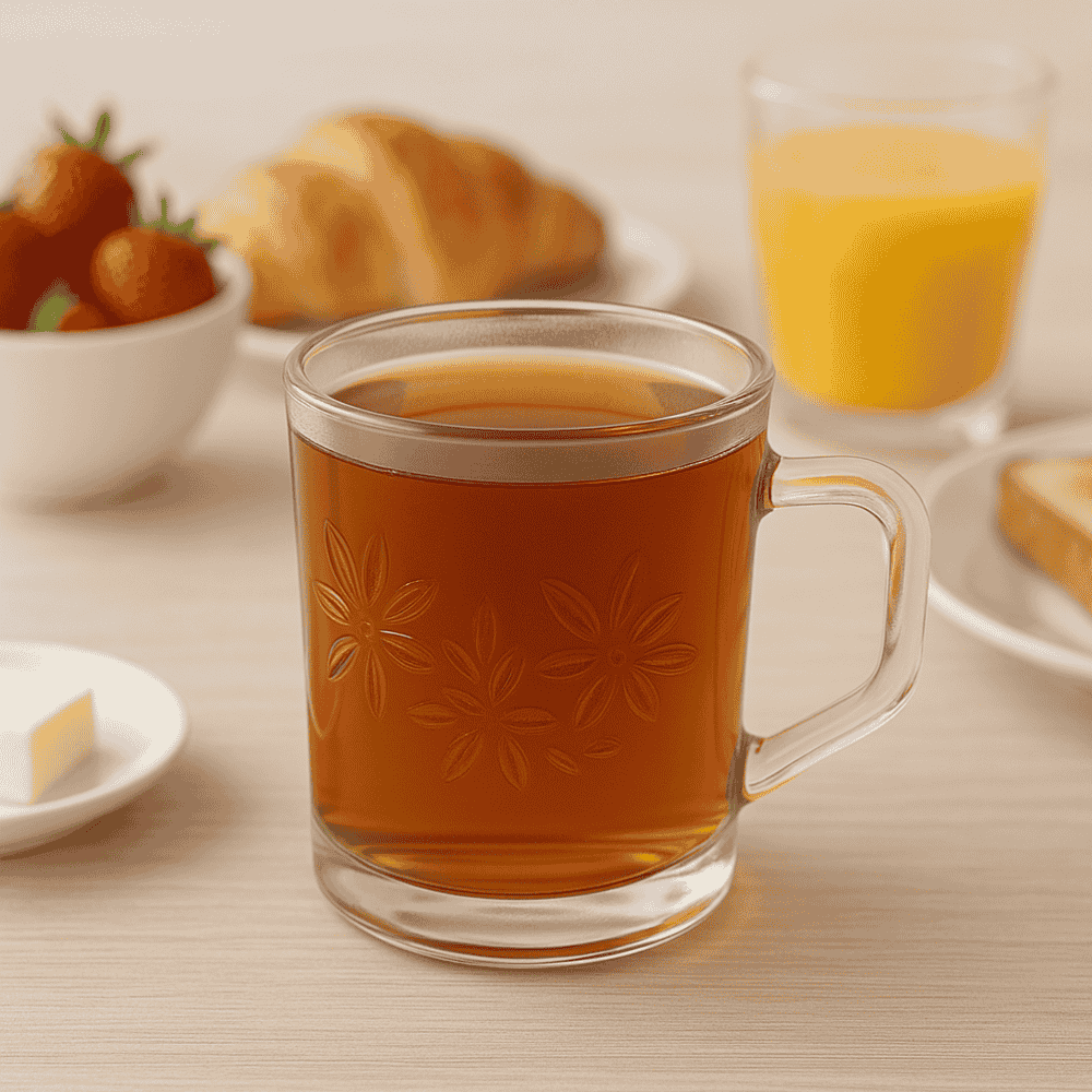 Caneca Transparente 250Ml Com Relevo De Rosas Pirâmides - Cx 6 Unidades