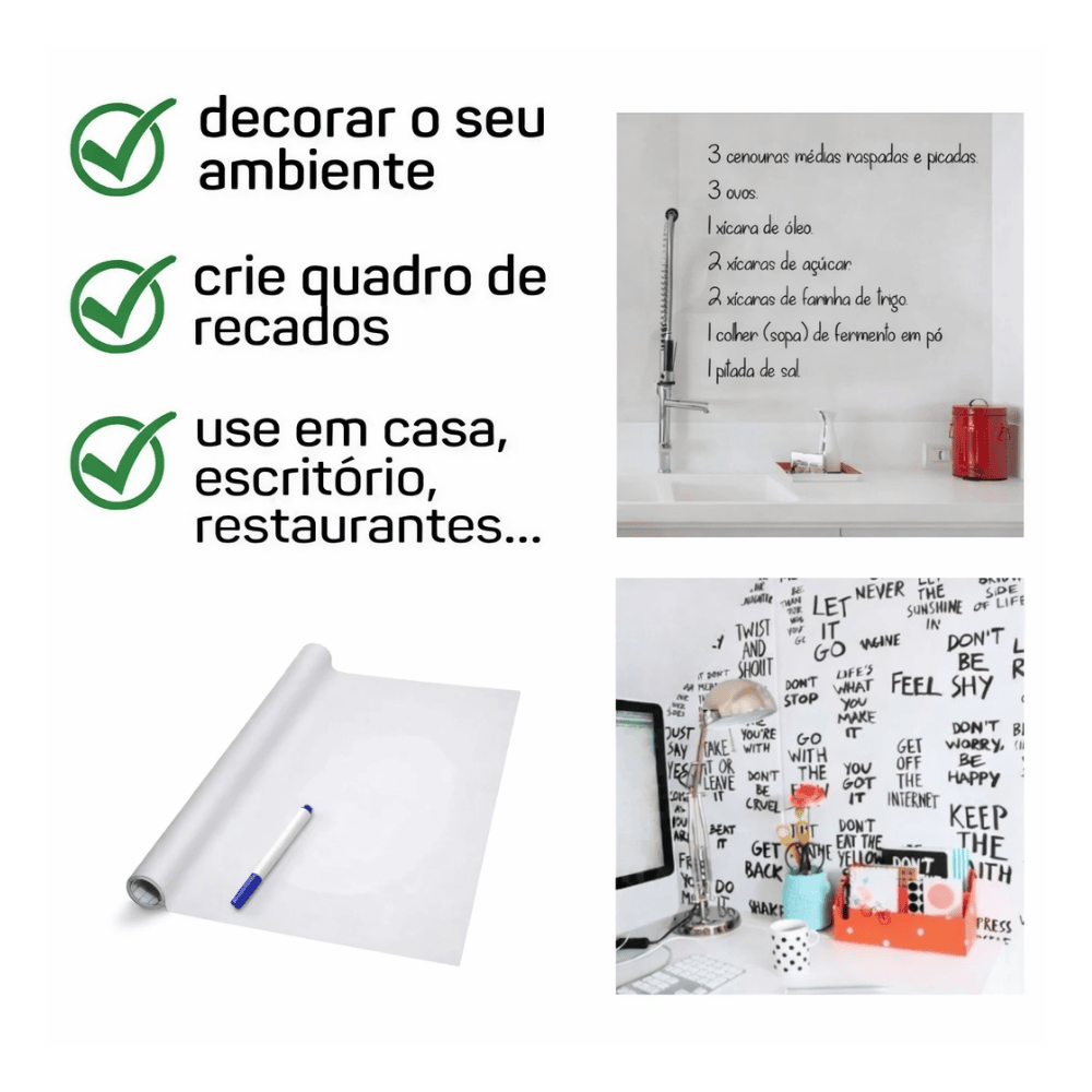 Adesivo Tipo Lousa De Pvc Branco Amigold