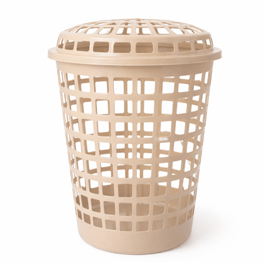 Cesto Telado Red Lavanna Com Tampa 30L Bege Claro/Cappuccino Rischioto