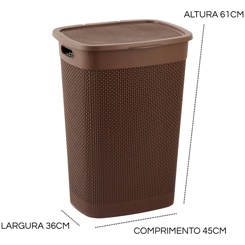 Cesto Naturalle Rattan C/Tampa 40L Tabaco Rischioto