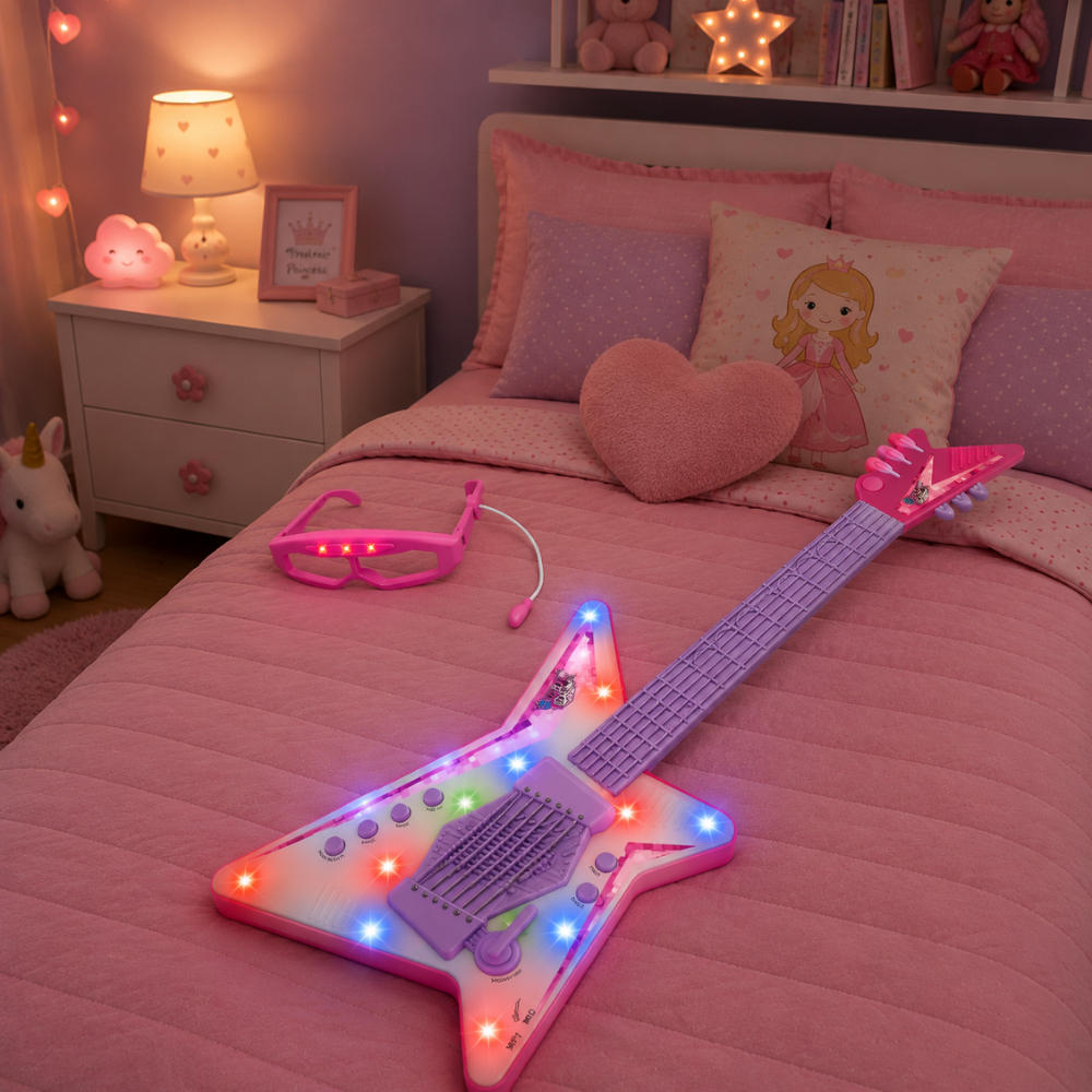 Guitarra com Óculos Rock Show Rosa DMBrasil