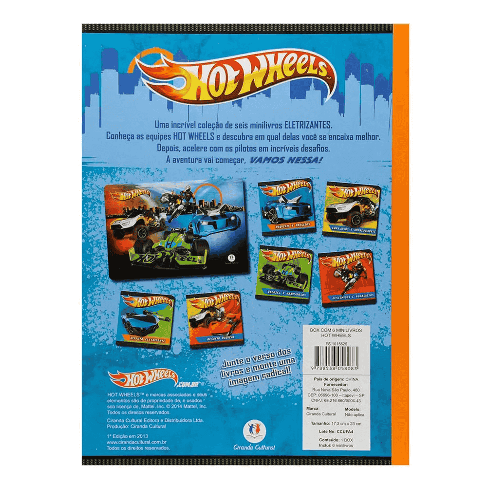 Livro Box Com 6 Minilivros Hot Wheels Ciranda