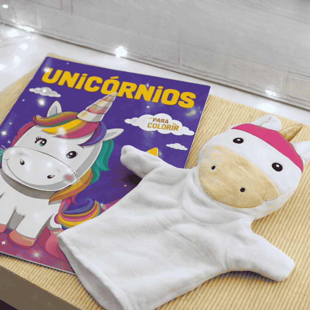Livro De Colorir + Fantoche Unicórnios Ciranda