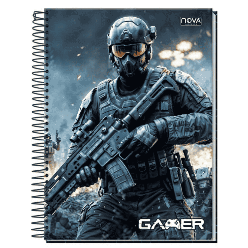 Caderno Universitário Espiral Capa Dura Gamer Multi
