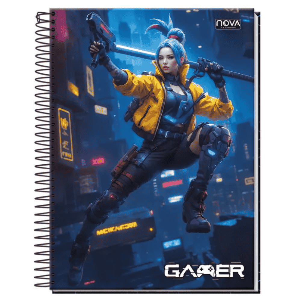Caderno Universitário Espiral Capa Dura Gamer