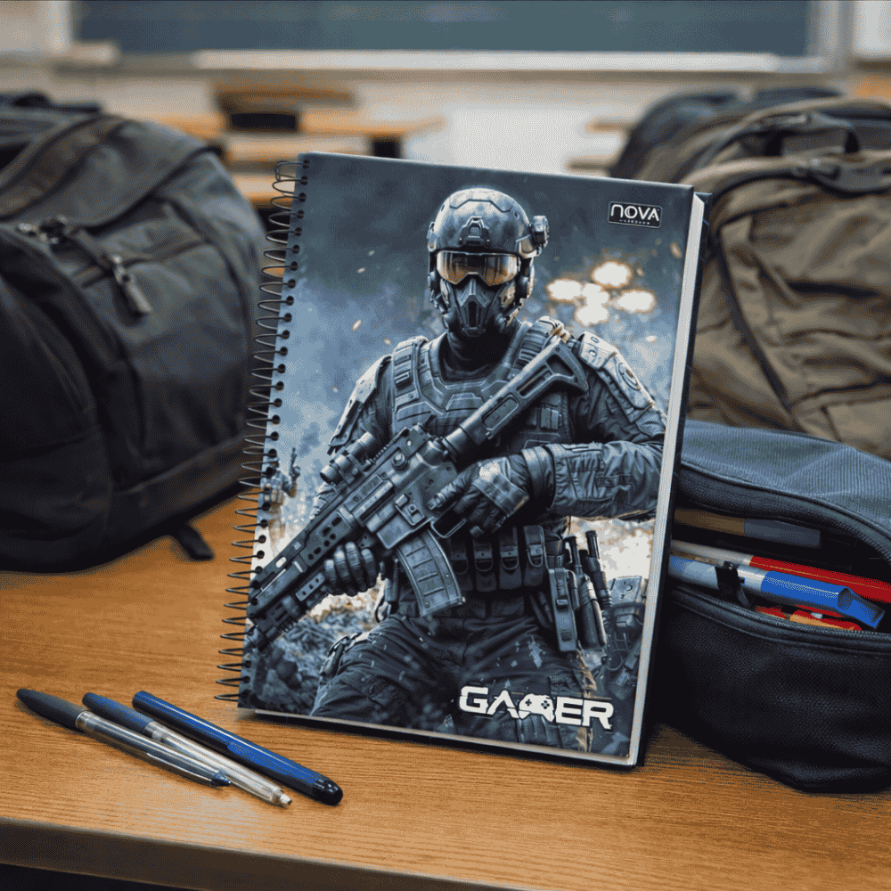 Caderno Universitário Espiral Capa Dura Gamer