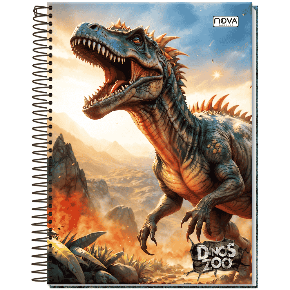 Caderno Espiral Capa Dura 1M 80 Folhas Dinos Zoo Multi