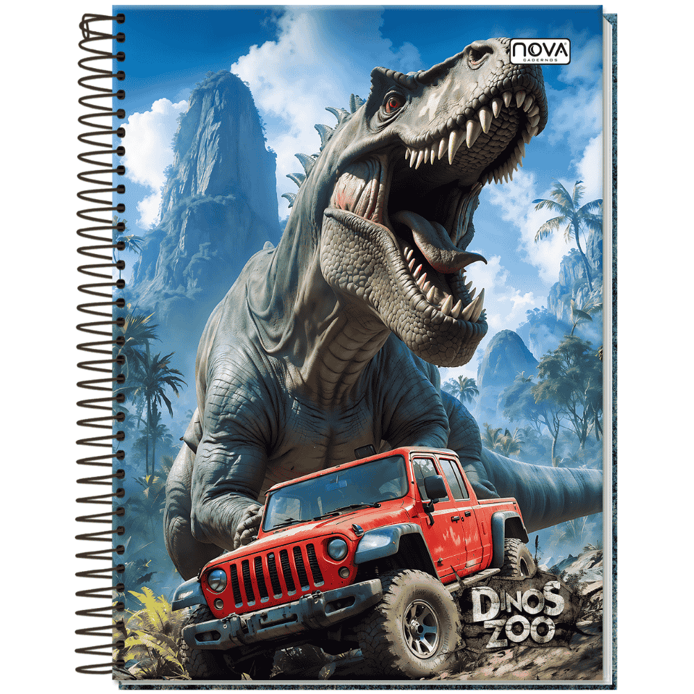 Caderno Espiral Capa Dura 10M 160 Folhas Dinos Zoo Multi