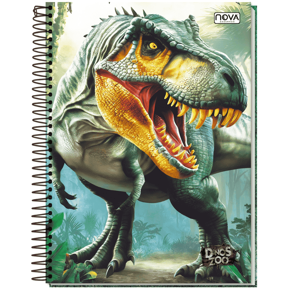 Caderno Espiral Capa Dura 10M 160 Folhas Dinos Zoo Multi
