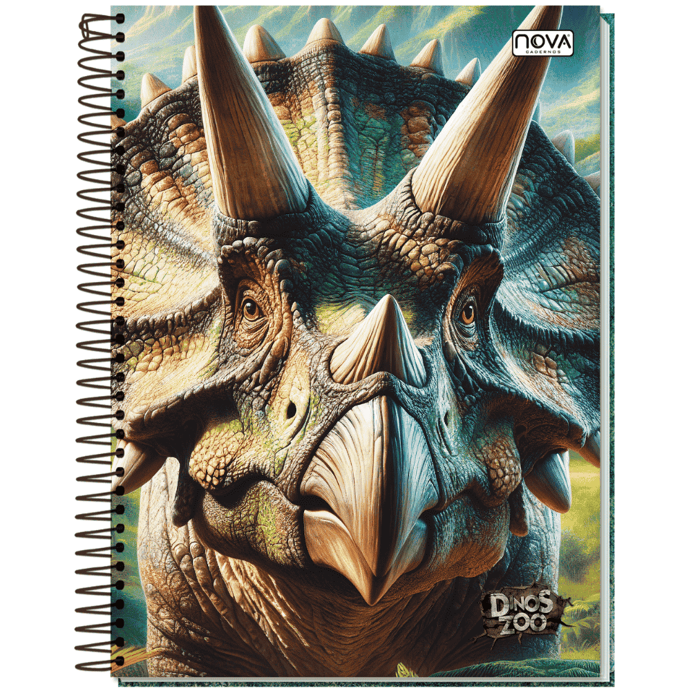 Caderno Espiral Capa Dura 10M 160 Folhas Dinos Zoo Multi