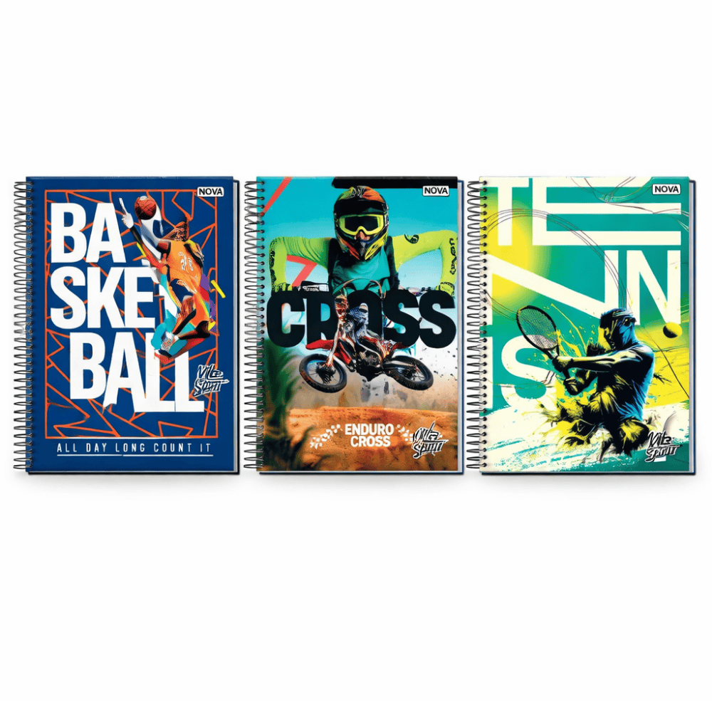 Caderno Univ Espiral C/D 1M 80Fls Vibes Sports Multi