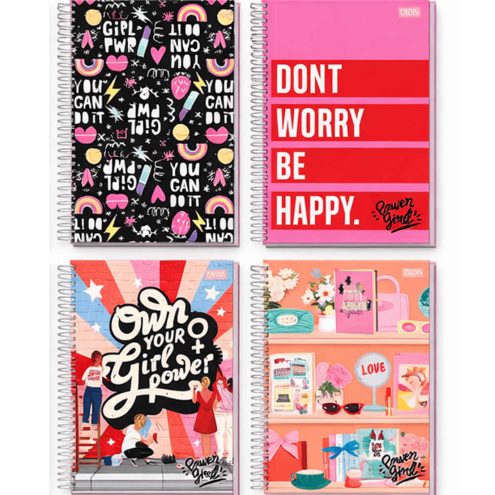 Caderno Universitário Espiral 20 Matérias 320 Folhas Power Girls Multi