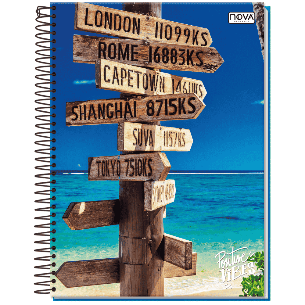 Caderno Espiral Capa Dura 1M 80 Folhas Positive Vibes Multi