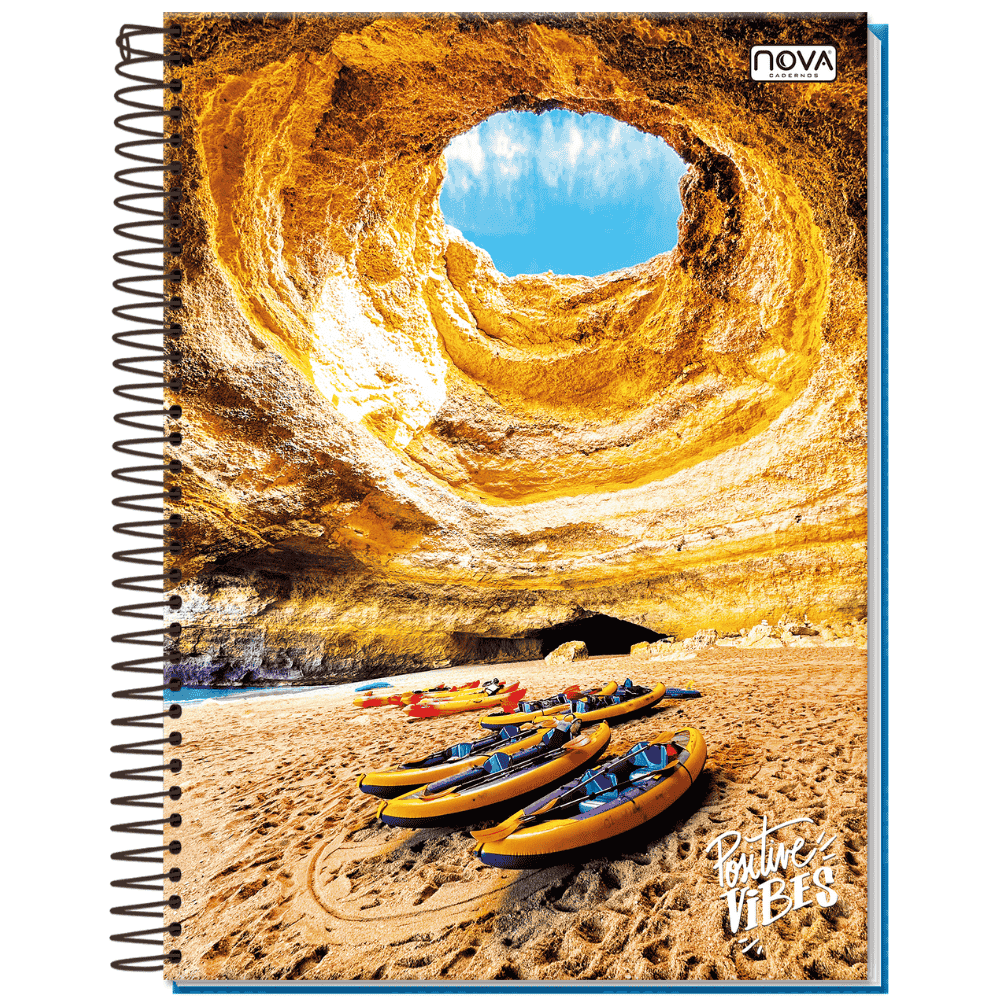 Caderno Espiral Capa Dura 1M 80 Folhas Positive Vibes Multi