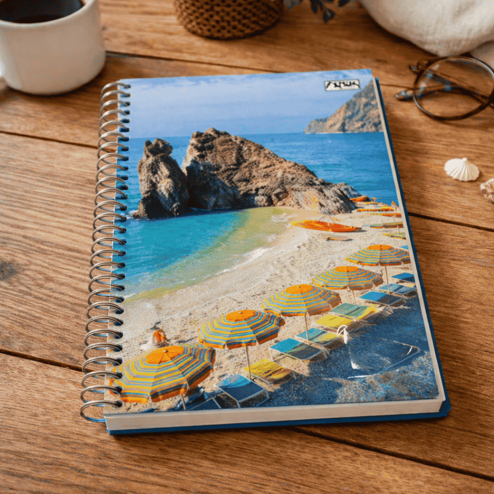 Caderno Universitário Espiral 10 Matérias 160 Folhas Positive Vibes Multi
