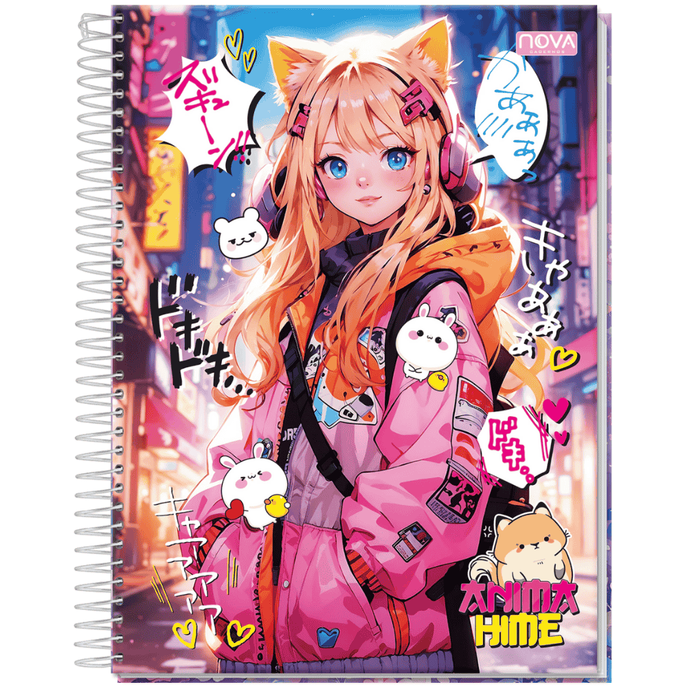Caderno Espiral Capa Dura 1M Animahime Multi