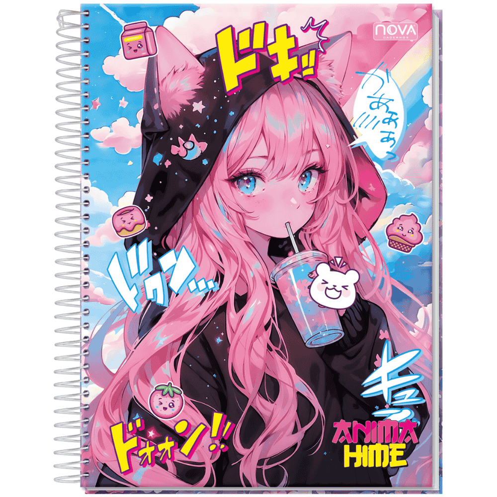 Caderno Espiral Capa Dura 10M Animahime Multi