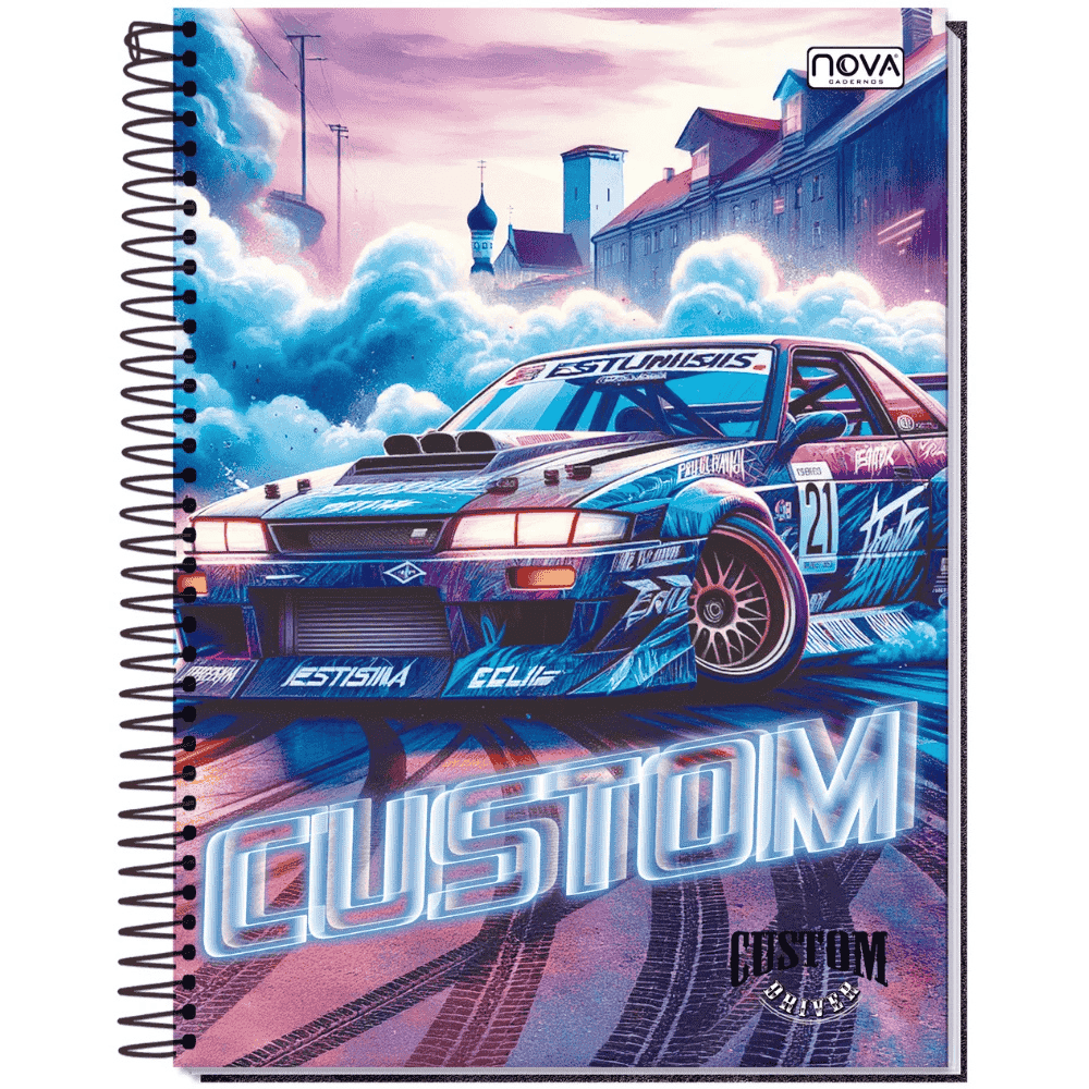 Caderno Univ Espiral C/D 15 Matérias 240 Folhas Custom Drive Nova
