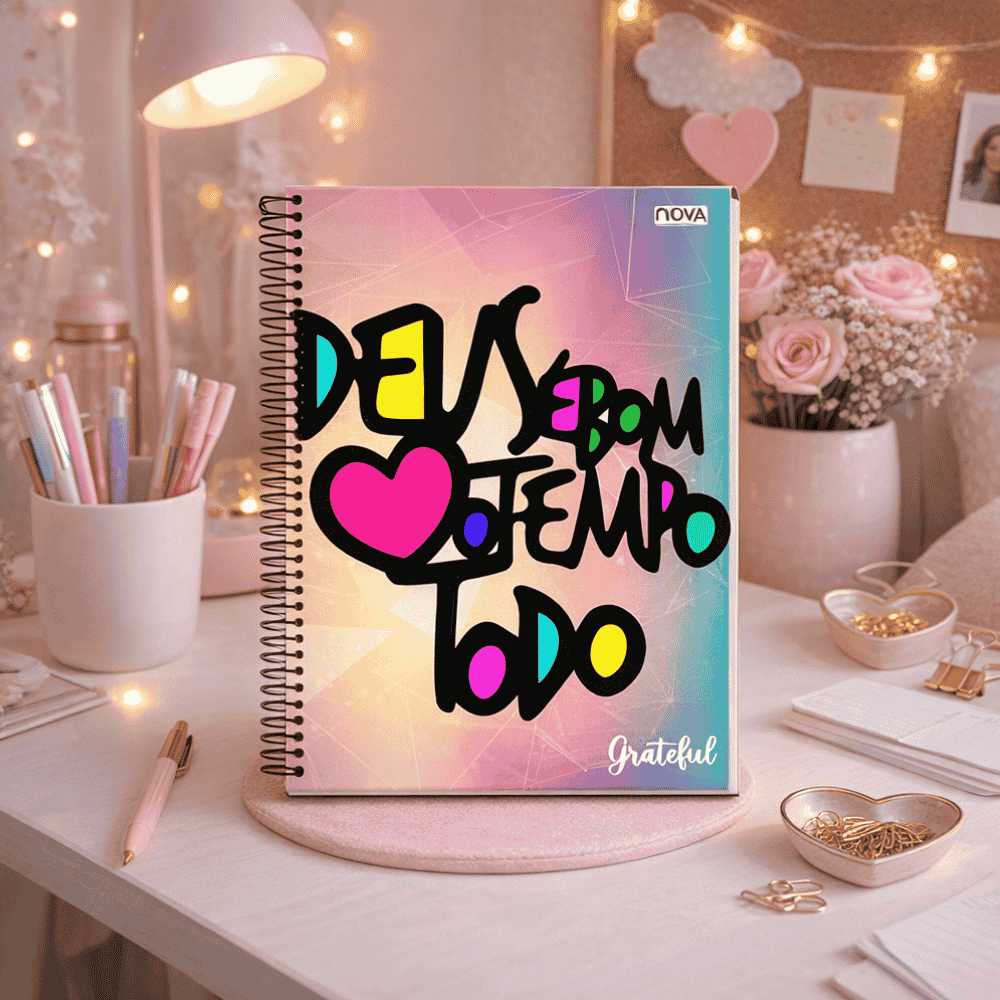 Caderno Universitário Espiral Capa Dura Grateful Multi