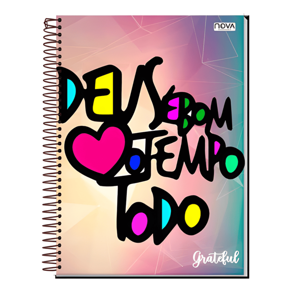 Caderno Universitário Espiral Capa Dura Grateful Multi