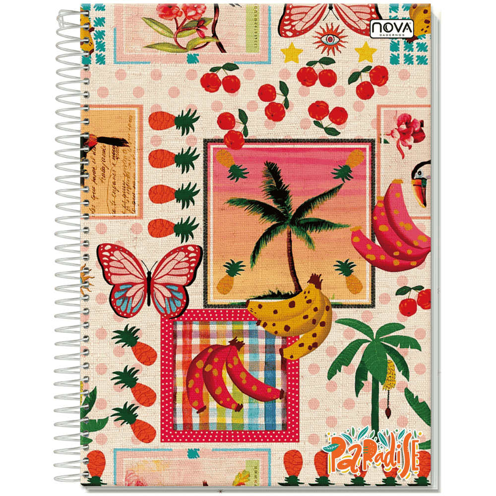 Caderno Espiral Capa Dura 1M 80 Folhas Paradise Multi