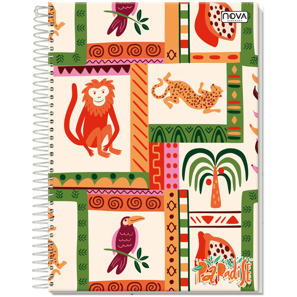Caderno Espiral Capa Dura 1M 80 Folhas Paradise Multi