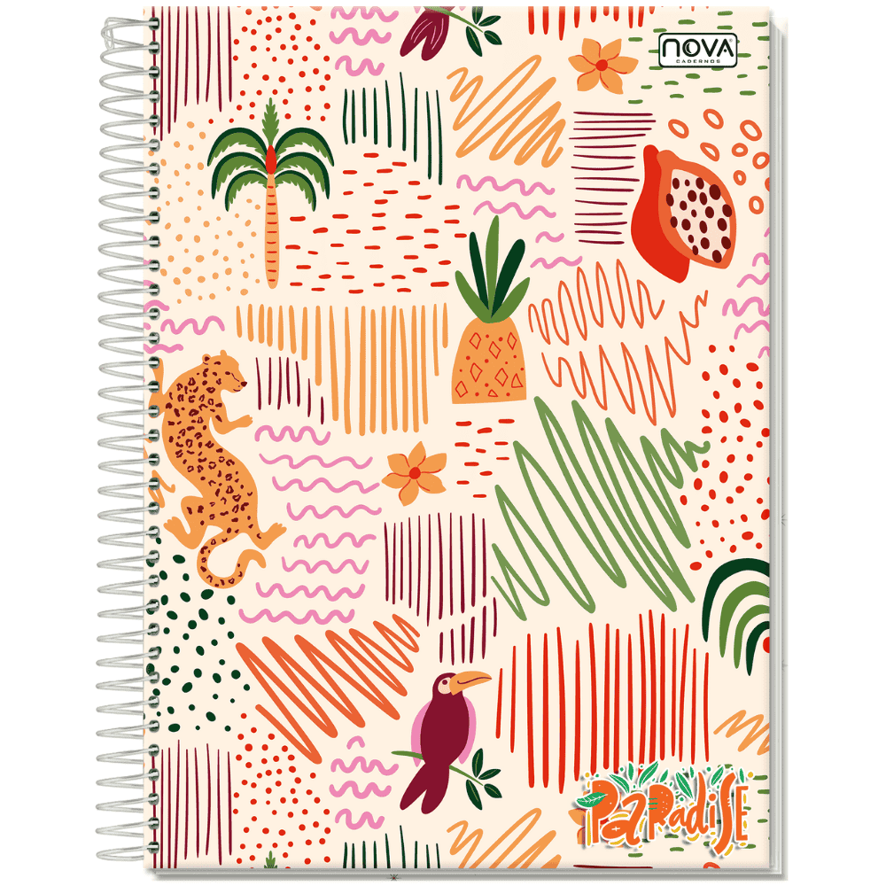 Caderno Espiral Capa Dura 1M 80 Folhas Paradise Multi
