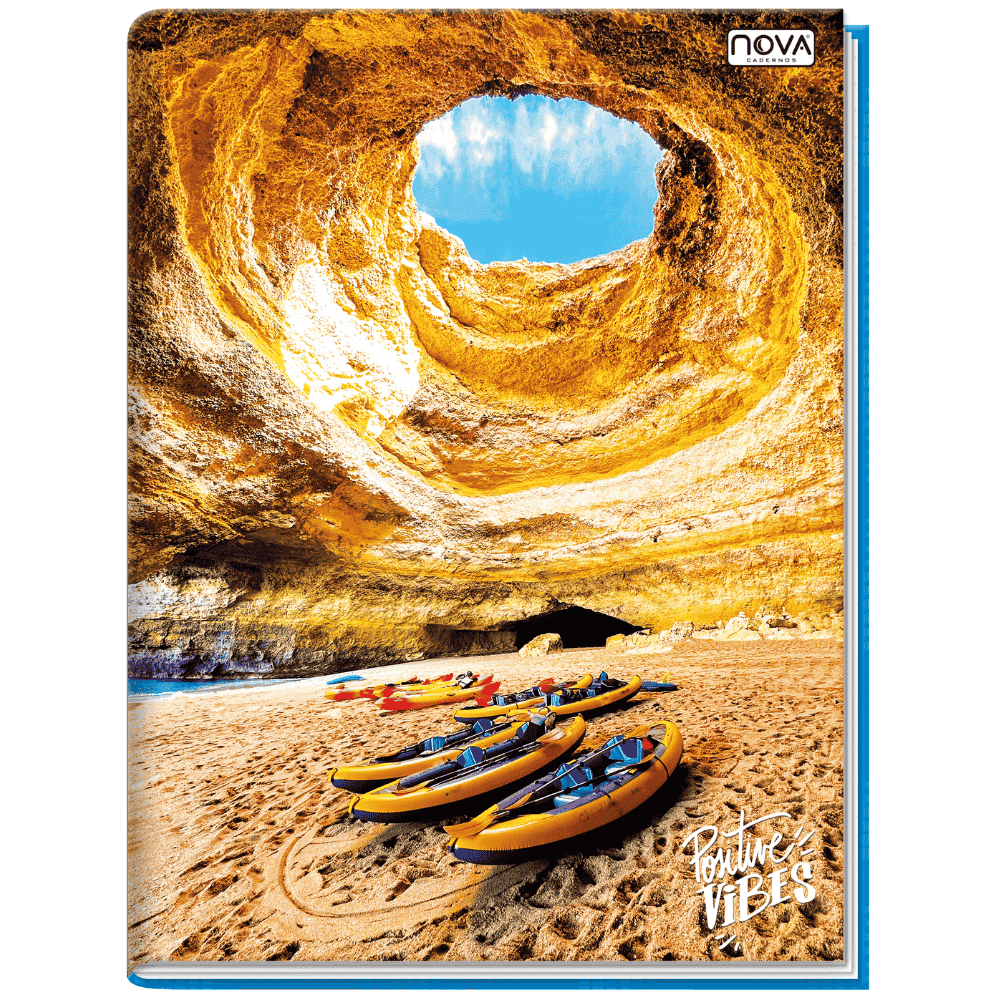 Caderno Universitário Costurado Capa Dura 96 Folhas 1M Positive Vibes Multi