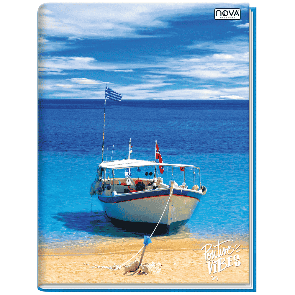 Caderno Universitário Costurado Capa Dura 96 Folhas 1M Positive Vibes Multi
