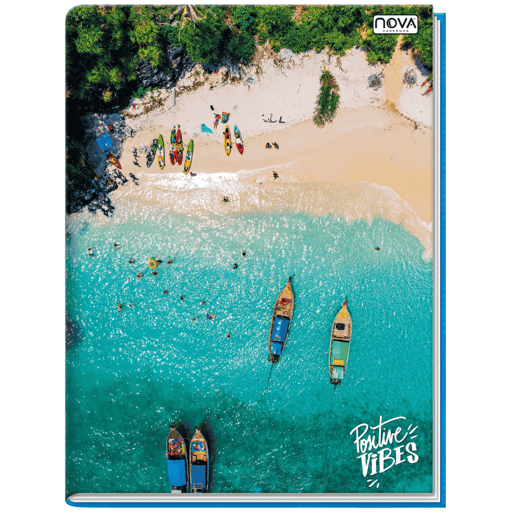 Caderno Universitário Costurado Capa Dura 96 Folhas 1M Positive Vibes Multi