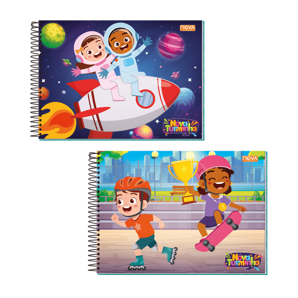 Caderno De Desenho Espiral 60 Folhas Nova Turminha Multi
