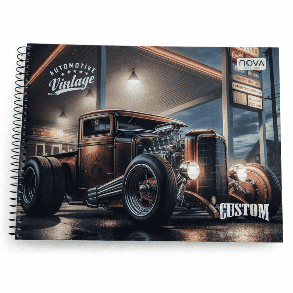 Caderno Universitário Desenho Espiral 96 Folhas Custom Drive Multi