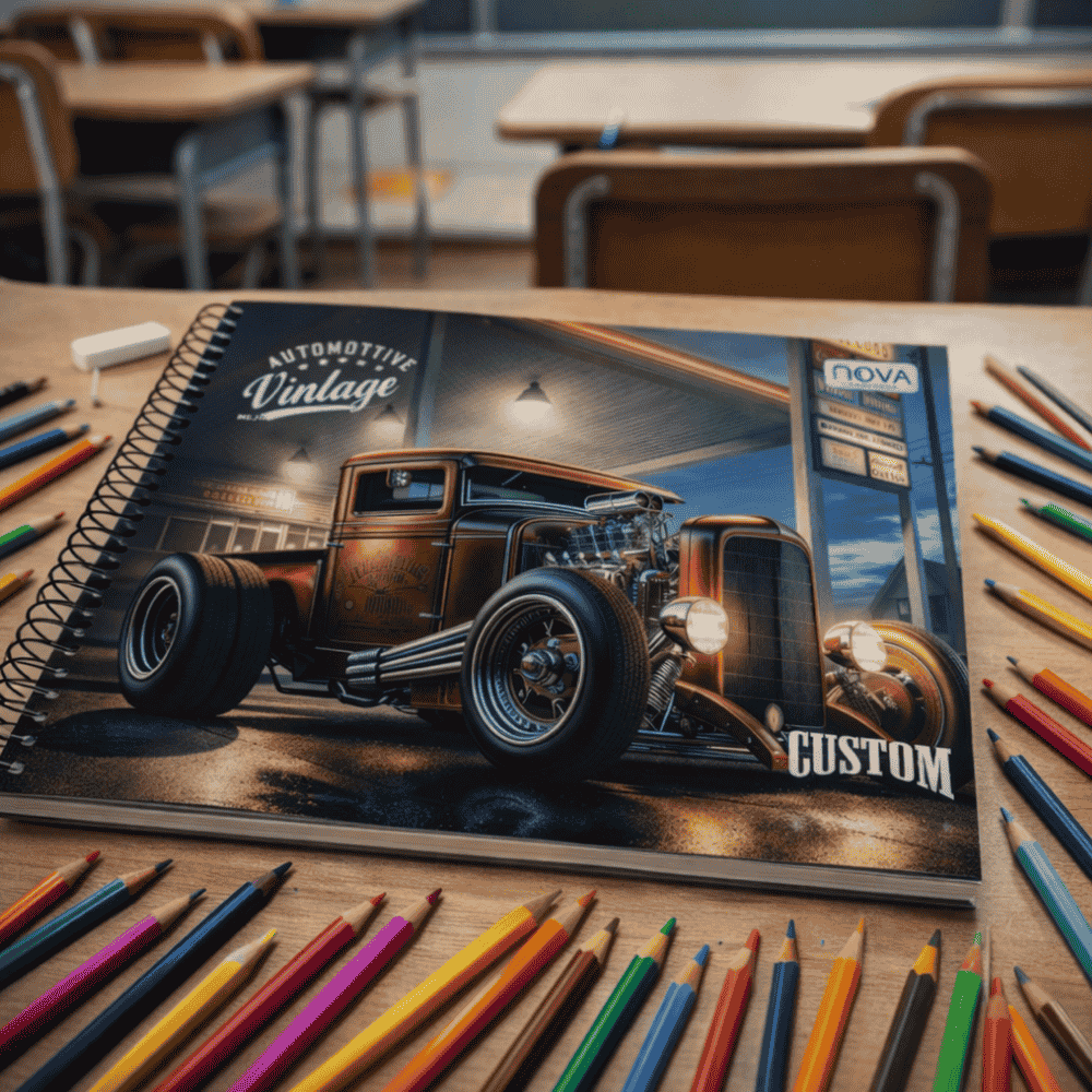 Caderno Universitário Desenho Espiral 96 Folhas Custom Drive Multi