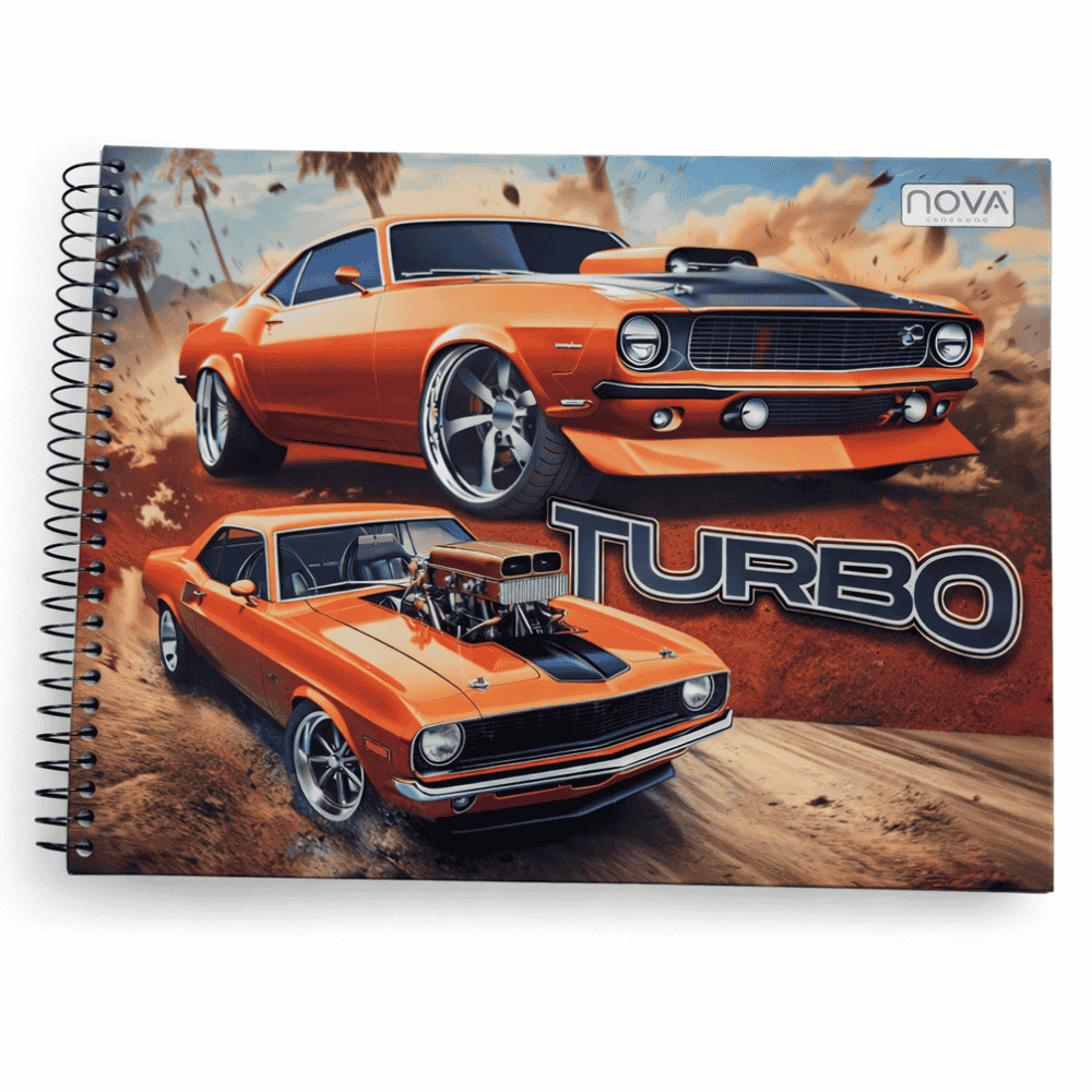 Caderno Universitário Desenho Espiral 96 Folhas Custom Drive Multi