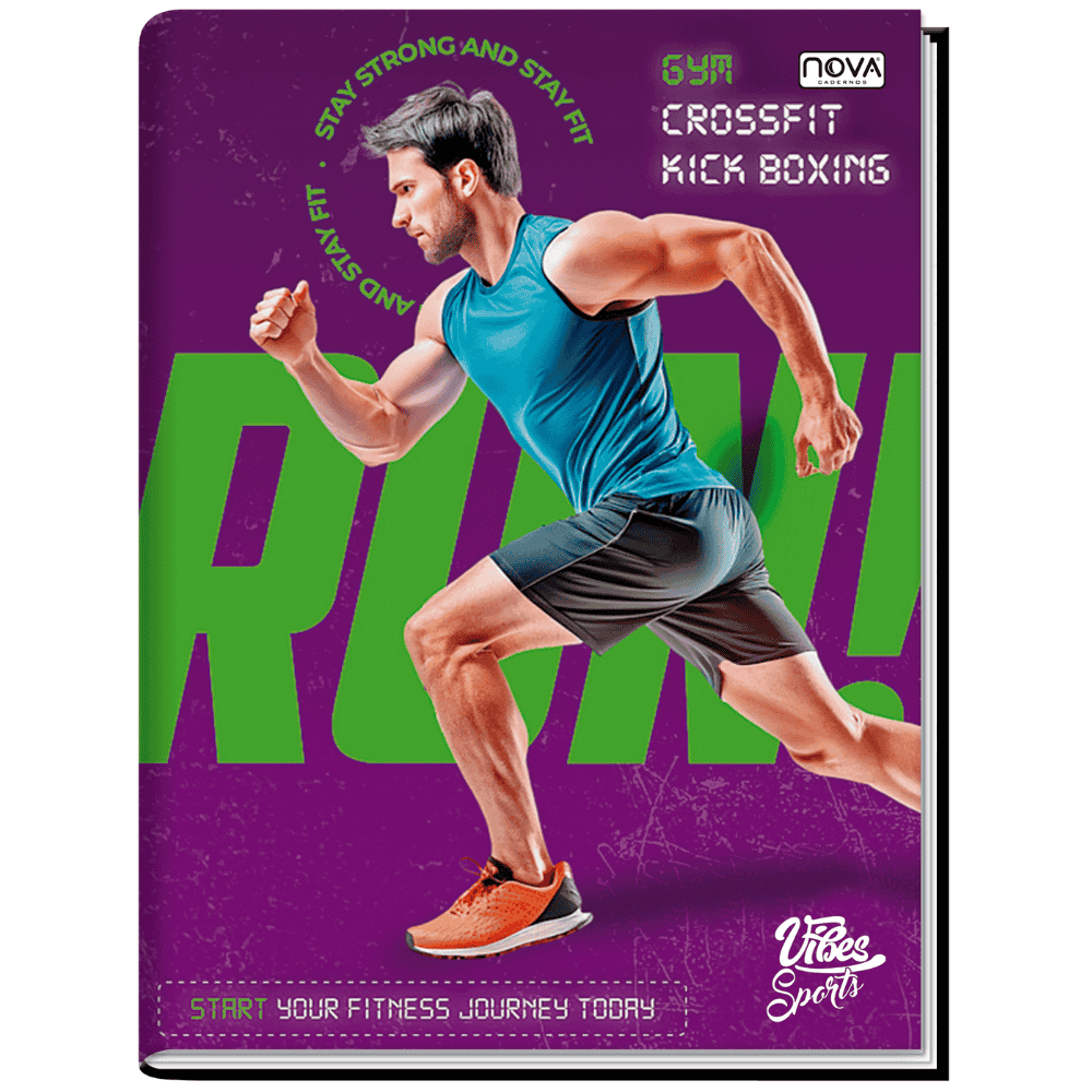 Caderno 1/4 Costurado Capa Dura 96 Folhas Vibes Sports Multi
