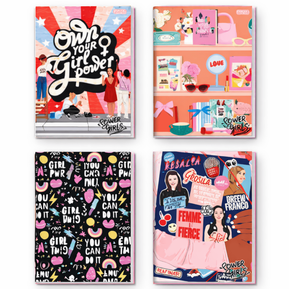 Caderno 1/4 Costurado Capa Dura 96Fls Power Girls