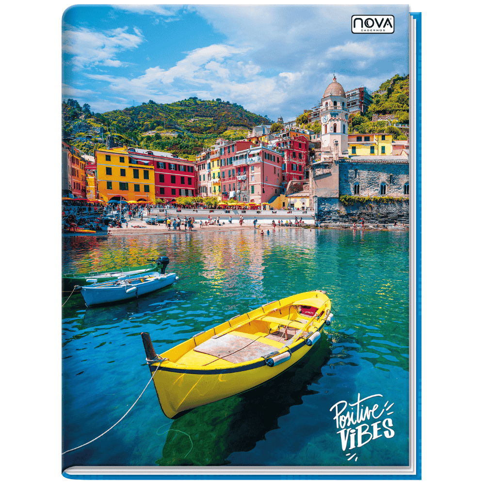Caderno 1/4 Costurado Capa Dura 96 Folhas Positive Vibes Multi
