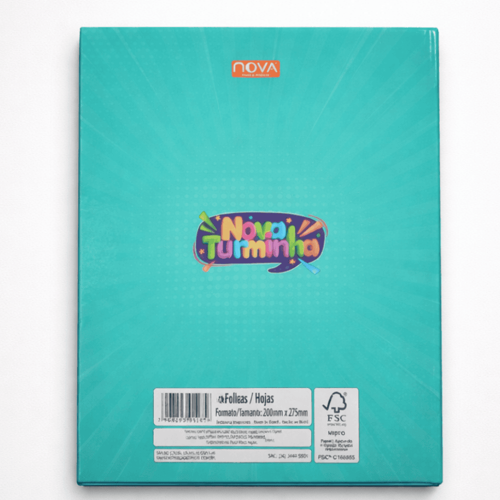 Caderno 1/4 Costurado De Caligrafia Capa Dura Nova Turminha Multi
