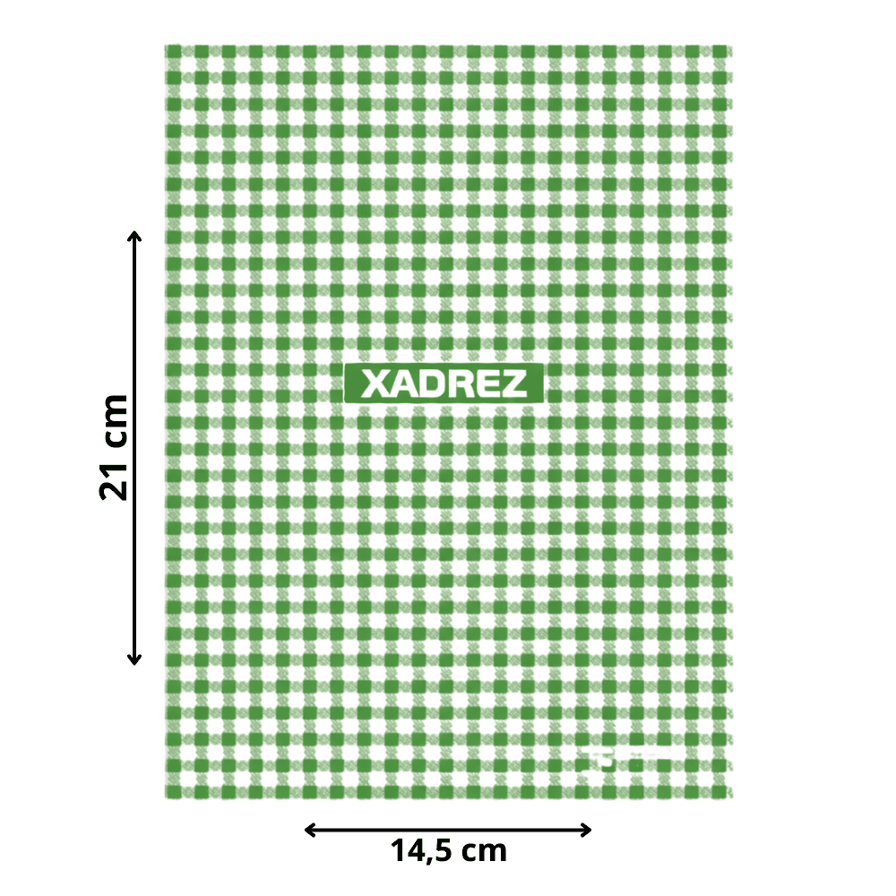 Caderno 1/4 Costurado Capa Dura 96 Folhas Xadrez Verde Multi
